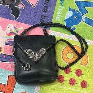Brighton Black Crossbody Bag with Silver Accents